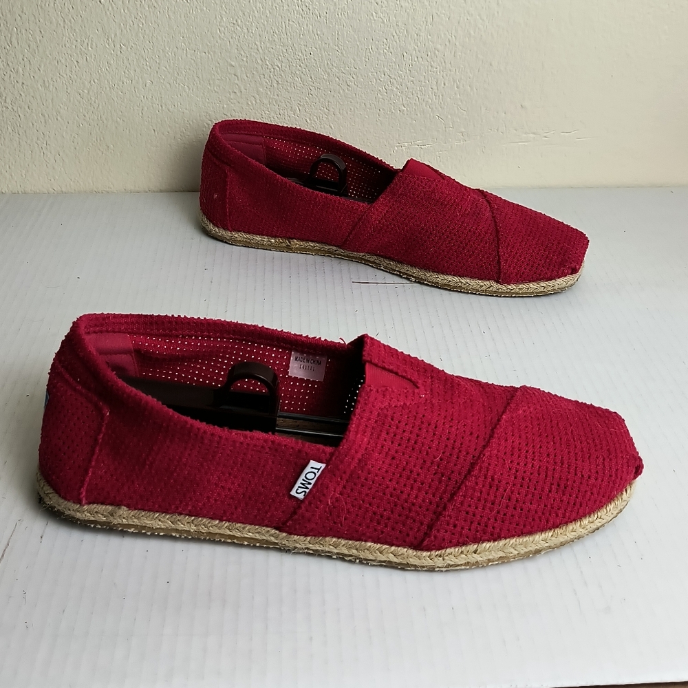Toms Men's 12 Red Loafers & Slip-Ons Classic Canvas Espadrille